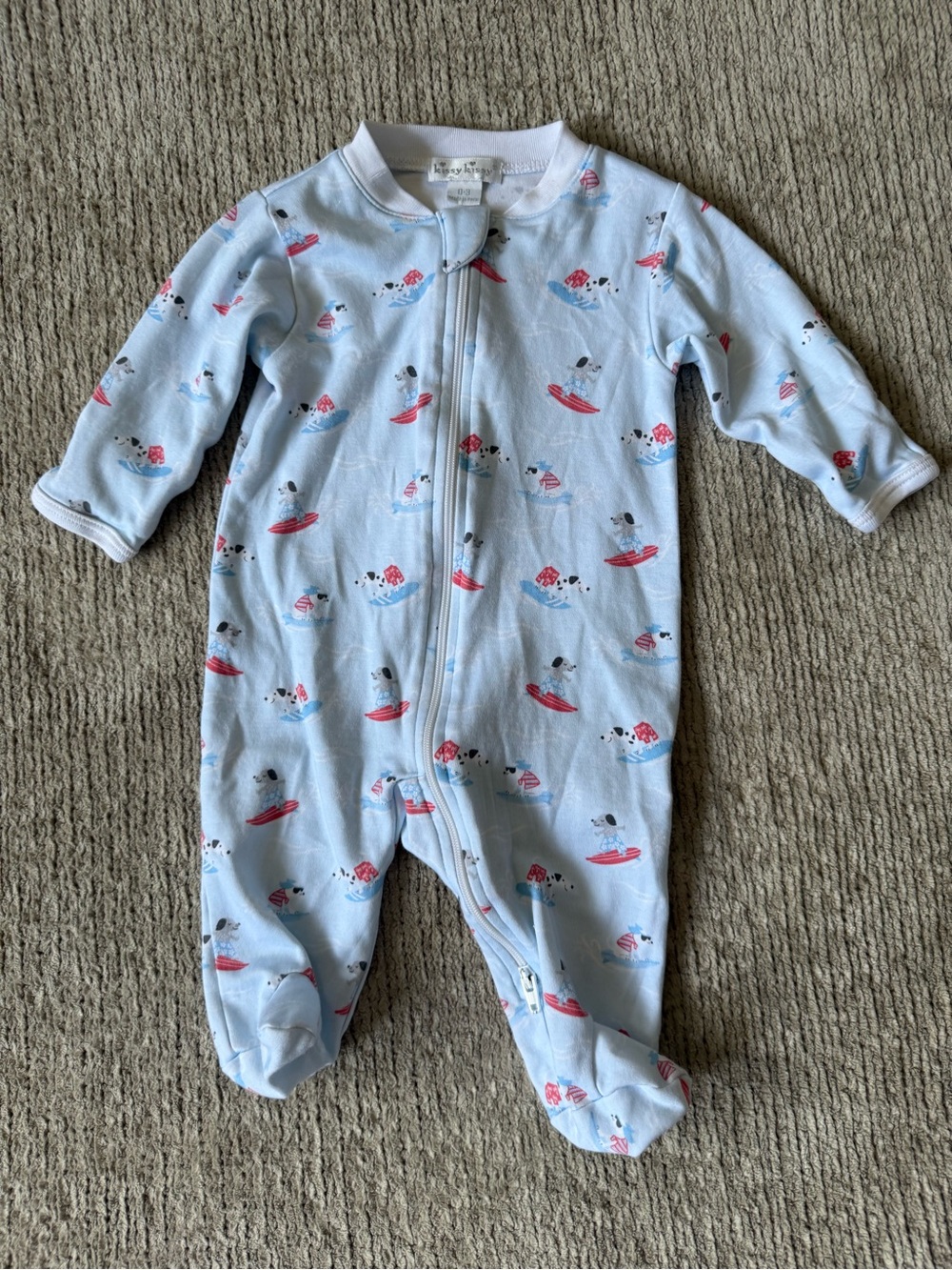 Kissy Kissy Baby Pima Cotton Surfing Dogs Footed Sleeper 0-3M